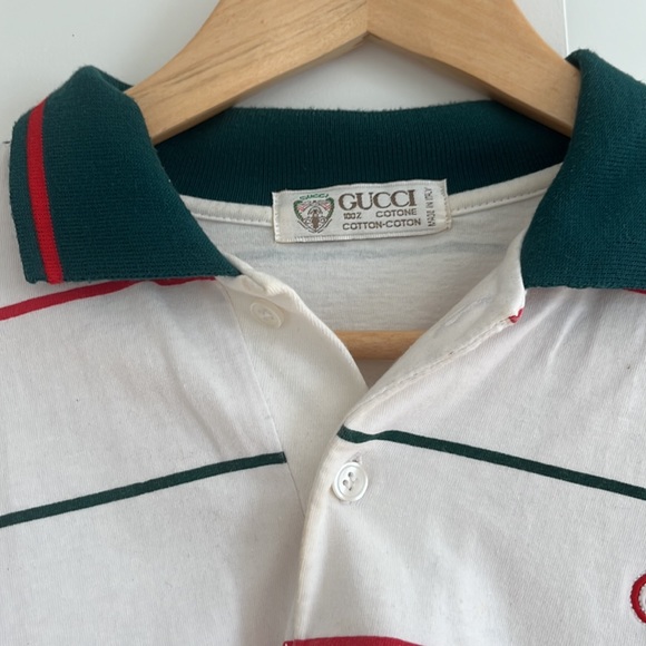Vintage 80s Gucci Tennis Striped Polo - Picture 2 of 3